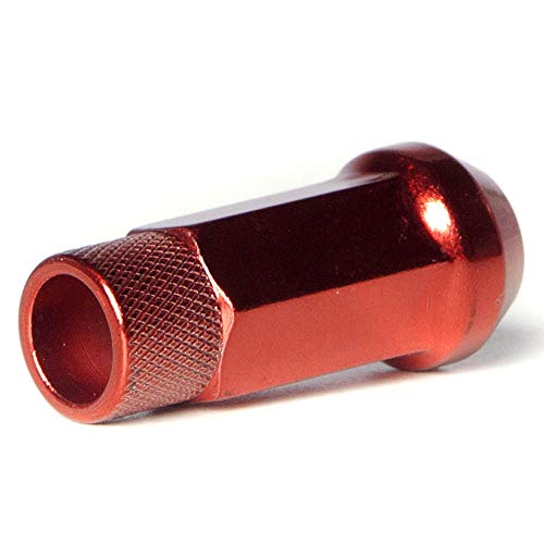 Circuit Performance Forged Steel Extended Open End Hex Lug Nut for Aftermarket Wheels: 12x1.25 Red - 20 Piece Set + Tool