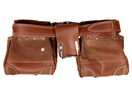 Framers Rig Tool Belt 3450, Brown Leather, 10 Sliding Pouches