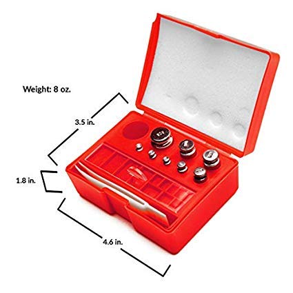 American Weigh Scales Class M2 14-Piece Small Calibration Weigh Kit Carbon Steel with Chrome FinishRed