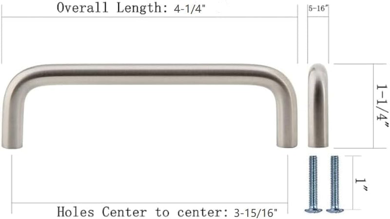 Silverline P5101/ P5102/ P5103 Solid Wire Pulls Ultra-Minimal Cabinet Handles for Cupboard Drawer Pulls (10, Satin Nickel, Centers 3-15/16" (100mm)) Centers 3-15/16" (100mm) 10