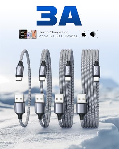 Raviad USB Type C Cable 2 m Nylon Type C Charging Cable High Speed Sync Data Cable for Samsung Galaxy S10 / S9 / S8 / A5 (2017) / Note9 8 / Huawei P20 / P10 Honor View 10 Sony Xperia Pack of 3 gray 0.5 m +1 m + 2 m + 3 m 4