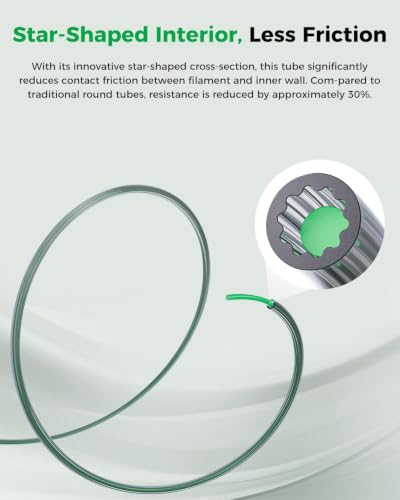 Creality Official PTFE Teflon Tube 4M, Upgrade Low-Resistance Star-Shaped Inner Channel Design Reduces Resistance by 30%, Support 260°C High Temperatures Printing, in Multicolor Printing Star 4M