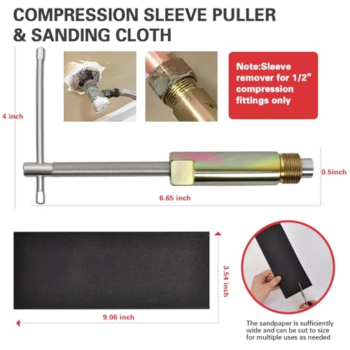 Plumbing Tools with Angle Stop Wrench & Compression Sleeve Puller Angle Stop Wrench with 1/2-Inch Compression Sleeve Puller
