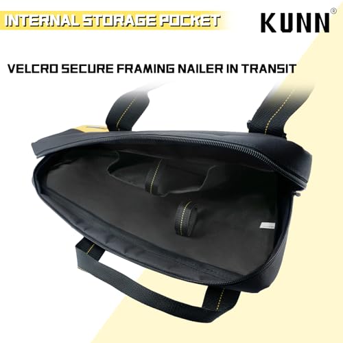 KUNN Shoulder Framing Nailer Bag with Dual Lockable Zipper,Extra pockets for Hitachi NR83A,NuMax SFR2190 Yellow