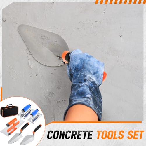 MorningRo 6 Pcs Masonry Tools Set, Cement Trowel Edger Groover with Bag