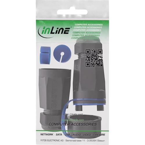InLine Cable Connector Empty Housing RJ45 Keystone IP68 Waterproof for Network Cable 1.5-8 mm with Cover M23 Screw Connection 69992V