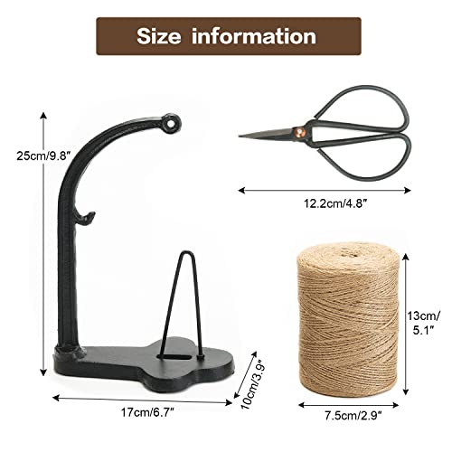Sungmor Cast Iron Twine Holder Set - Twine String & Rope Rack & Scissor Black Rack Set