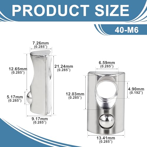 40-M6 Half Round Roll in Spring T Slot Nut 50pcs HS/LM-13 40-M6