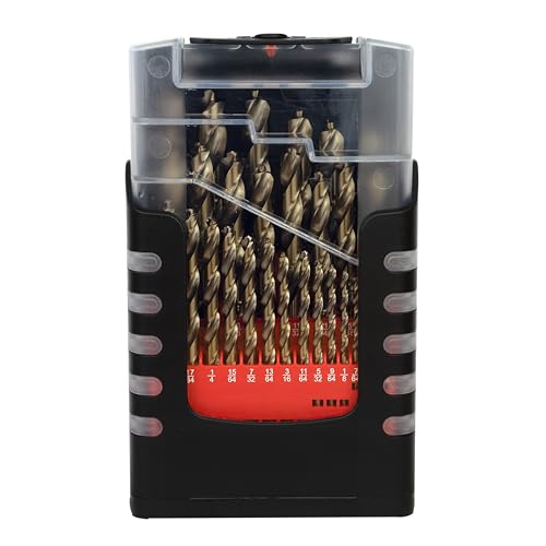29-Piece Cobalt Drill Bit Set Heavy-Duty Drill Bits for Steel, Hard Metal, Cast Iron (29pcs) Various Sizes (29-Piece Set)