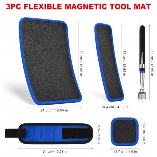 5-Piece Magnetic Tool Mat Set with Telescoping Pickup Tools, Blue