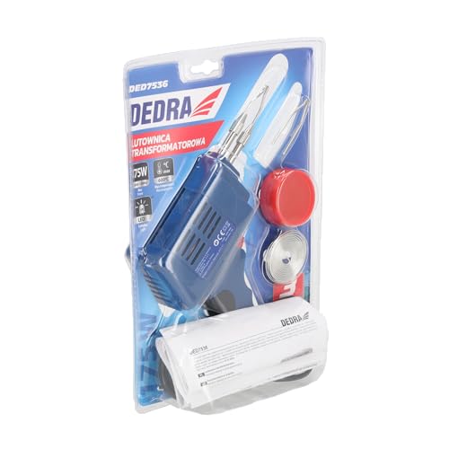 DEDRA Transformer Soldering Iron Soldering Gun Strong 175 W, up to 600 °C, Lightweight 0.65 kg, Additional Lighting, Soldering Iron with LED Light, Wired Electric Soldering Gun