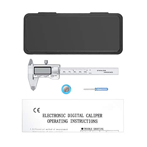 Neoteck Digital Vernier Caliper 100 mm Stainless Steel with LCD, Inch/Metric Conversion, Calliper Measuring Tool for Length, Width, Depth, Inner Diameter, Outer Diameter 4 inch