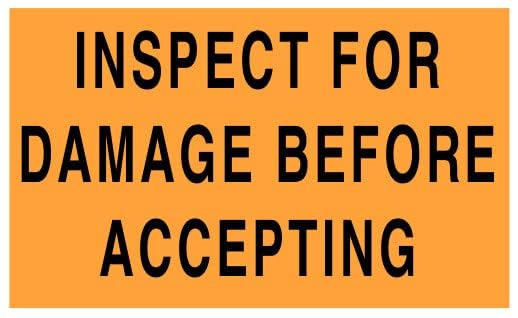 ChromaLabel 3 x 5 Inch Inspect for Damage Imprinted Shipping Handling Labels, Fluorescent Orange, 500 Roll 3" x 5" 500/Roll