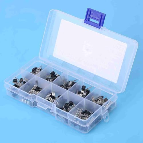 Watris Veiyi 200pcs 10 Value Transistor Set, NPN PNP TO-92 BC327-BC558 Transistors, Transistor Assortment, Transistors Box Pack