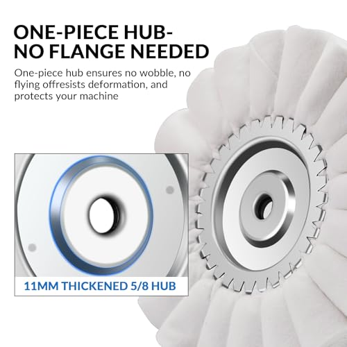 3 PCS 10" S-Shape Airway Buffing Wheel Kit, Flange-Free Solid Hub