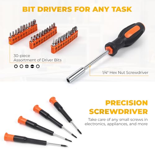 57 Piece Basic Tool Set, Home Repair Hand Tool Kit, General Household Tool Box, Portable Toolbox with Storage Case for Homeowner, DIY, Handyman, Women, Men 57PCS