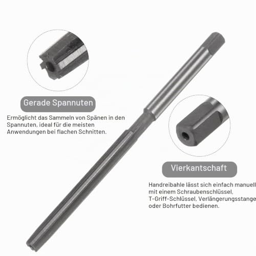 QUARKZMAN Hand Reamers, 5 mm H7 Metric Reamer Drill Bit for Metal Wood Hole Reaming, Straight Groove High Speed Steel (HSS) Tool 5mm