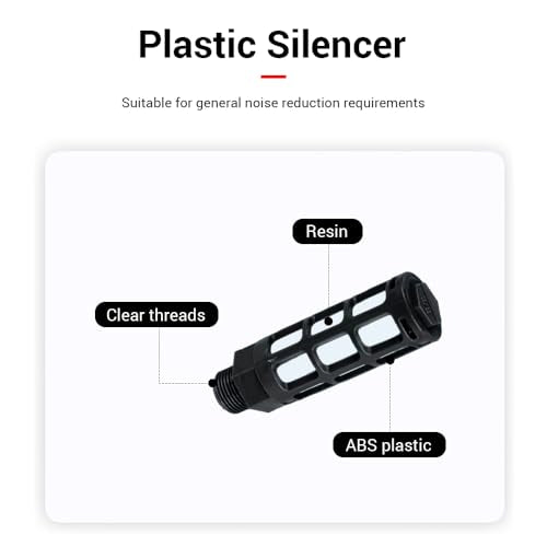 20Pcs Plastic Air Pneumatic Mufflers, Black 3/8" Male Thread Compressor Exhaust Silencer Fitting for Industrial Grade Air Compressor Tools, Automotive Workshop Air Valve Cylinder 3/8"-20pcs
