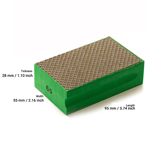 GLASS POLISH PRO Diamond Hand Pad Bundle – Set of 4 Foam Sanding Blocks with 60 Grit, 120 Grit (x2), and 200 Grit for Glass, Tiles, Ceramics, Concrete, Granite, Marble, and More