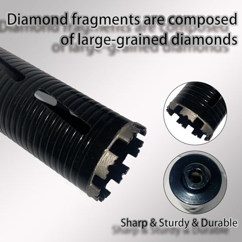 Core Drill Bits 2 1/4 inch Diameter 10in/254mm Drilling Depth Concrete Laser-Welded for Concrete with Rebar Brick Block Masonry Two 5/8-11" Thread Adapters 2 1/4 inch | 57mm