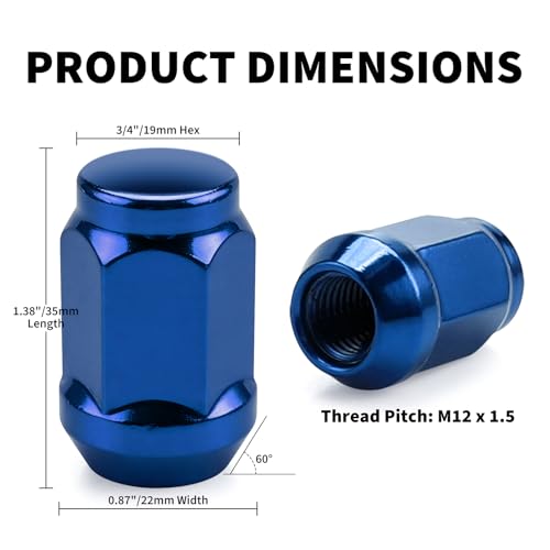 20pcs Blue M12x1.5 Lug Nuts for Escape Fusion Focus Honda Accord CR-V Civic