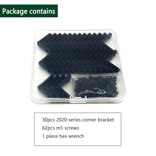 200pcs M5 T-Nuts Screws Kit;30Pcs Black 2020 Corner Bracket with 62Pcs T Nuts for 8020 2040 2020 T Slot Extruded Aluminum Rail