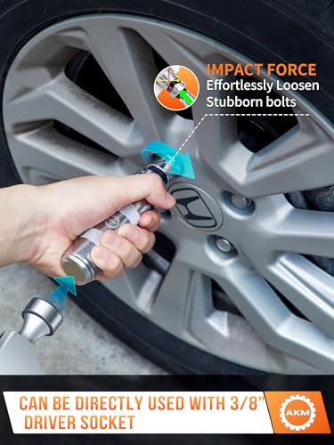 AKM 3/8" Hand Manual Reversible Impact Driver Set Extractor Impact Screwdriver S2 Steel Much More Durable Disengage Rusted Fasteners or Frozen Bolts 3/8" Driver
