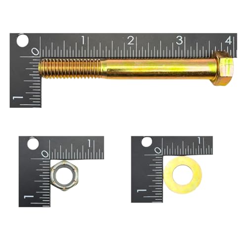 7/16"-14 x 3-1/2" Grade 8 Bolts (10-Pack) – Heavy-Duty Hex Bolts Includes Flat Washers & Nylon Lock Nuts – High-Strength SAE J429 Anti-Vibration 3.5" Coarse Thread Bolts 10 Bolts, Washers, Nuts
