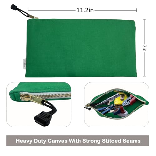 FunOwlet 14 Pack Canvas Tool Bag Zipper Pouch - Heavy Duty Tools Utility Pouches, Multipurpose Storage Organizer Tote Bags with Dependable Metal Zippers, 12.5 x 7-Inch