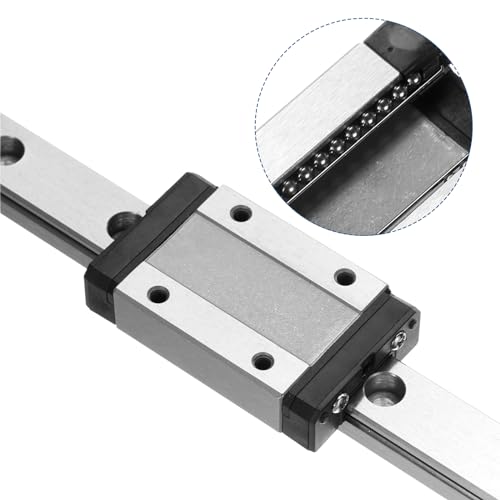 sourcing map 2pcs MGN12 350mm Linear Guide Rail with 2pcs MGN12H Sliding Carriage Block Bearing Steel and 2pcs Plastic Mini MGN12 Linear Guide for DIY 3D Printers and CNC Machine, Black