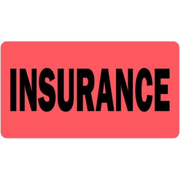Insurance Medical Labels - 2" x 1", Fluorescent Red-Orange
