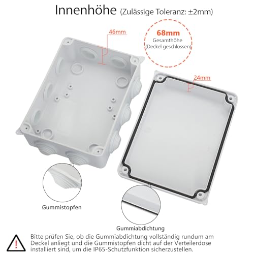 LeMotech ABS Plastic Dustproof Waterproof IP65 Junction Box Universal Electrical Project Housing White External Dimensions 150 x 110 x 70 mm (Pack of 1) 150 x 110 x 70 mm (1 Stück)