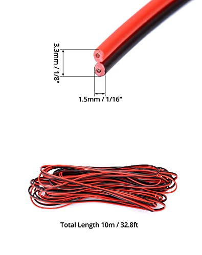 QWORK 10 Meters 22AWG Electric Wire, 2 Core Black/Red Electric Wire, Extension Cable, for LED Strip and Electronic Wiring 22AWG 10m Red-and-black