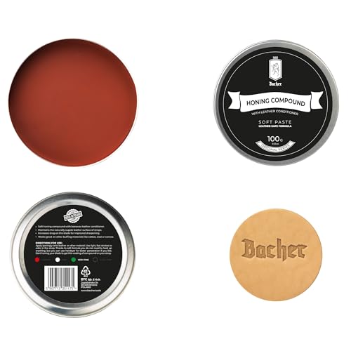 Bacher Red 2000 Scraper Paste for Knives & Strops - 100 g | Weich ohne Hitze | Schleifpaste Messer, Polierpaste Lederscheibe | mittel 4-5 µm | ca. 50-100 Anwendungen | Applikator