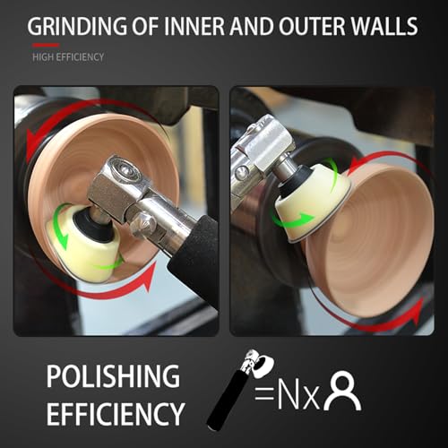 Bowl Sander Kit For Woodturning/Wood Lathe，with Rotatable Spindle Head 2 Inch 3 Inch Pads