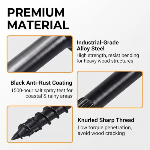 Outdoor Accents Structural Wood Screw Black,Heavy-Duty Outdoor Timber Screw