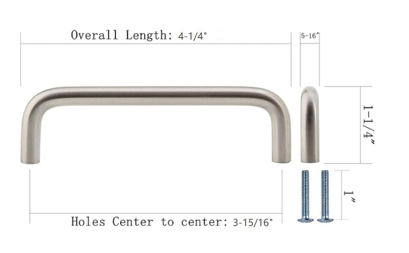 Silverline P5101/ P5102/ P5103 Solid Wire Pulls Ultra-Minimal Cabinet Handles for Cupboard Drawer Pulls (10, Satin Nickel, Centers 3-15/16" (100mm)) Centers 3-15/16" (100mm) 10