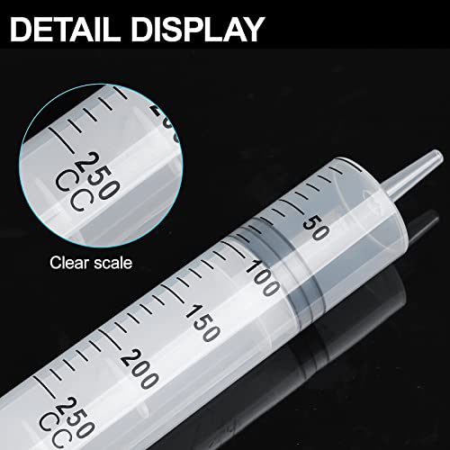 150/250/350/550 ml Syringe with Plastic Tubes, Reusable Plastic Syringe for Oil or Glue Applicators, Experiments, Pet Feeding, Industrial Applications (250 ml) 250ml