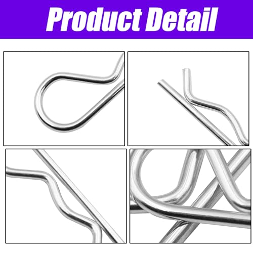 13 Sizes Hairpin Cotter Pins & R Clips Cotter Pins Assortment Kit, 250PCS Stainless Steel Cotter Pins Set, Split Pin Fastener Clips for Car Mechanics, Lawn Mowers, Trucks, Tractors Repair