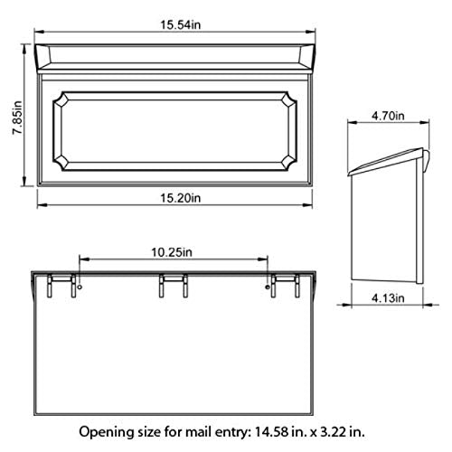 Gibraltar Mailboxes Windsor Small Capacity Rust-Proof Plastic Black, Wall-Mount Mailbox, WMH00B04