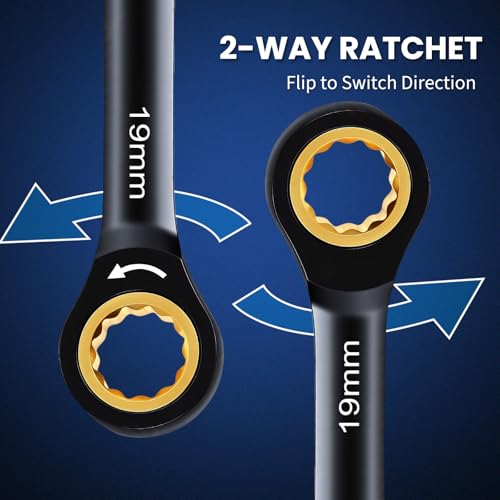 8PCS Metric Ratcheting Wrench Set, 72-Tooth Combination Wrench Set, 8-19mm