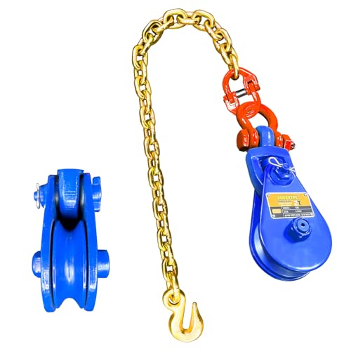 4 Pcs 304 Stainless Steel Square U-Bolts with Washers & Nuts+2 Ton Snatch Block with Chain and Swivel Shackle