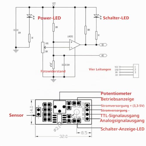 10 Pcs 4 Pin Photo Resistor Sensor Light Detector Module with Digital Output for Arduino Raspberry Pi