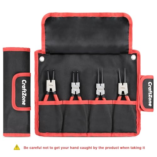 4-Piece Snap Ring Pliers Set – Internal and External C-Clip Pliers, Snap Ring Tool Kit for Removing/Installing Retaining Rings, Heavy Duty Carbon Steel 4 Pack