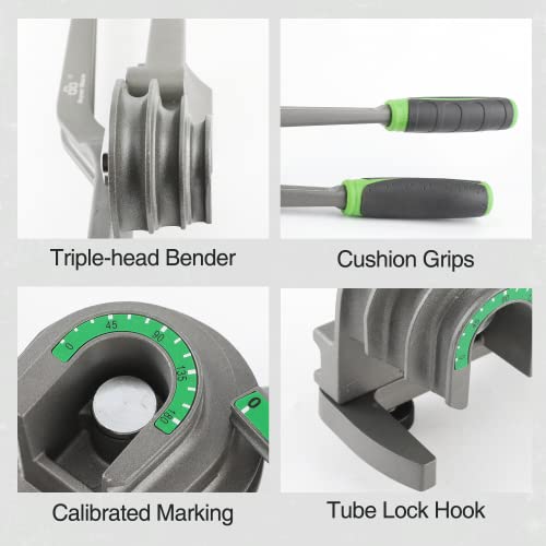 Super Stars 3-in-1 Tubing Bender for 1/4 Inch, 3/8 Inch, and 1/2 Inch Outer Diameter Copper and Aluminum Tubes, 180 Degree HVAC Pipe Bending Tool for AC Repair 1/4", 3/8", 1/2"
