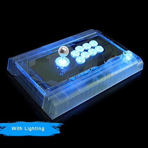 (8PCS 24MM Clear Button with Blue LED) Original Qanba Illuminated Push Button 24MM Qanba Sanp in LED Buttons for Arcade Machine DIY Cabinet Machine Jamma Clear with blue LED