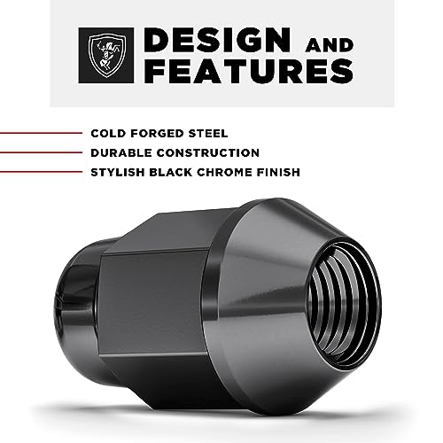 White Knight M12x1.50 Bulge Acorn Lug Nuts (13/16" Hex) for Select Aftermarket & Factory Wheels Easy to Install Durable Carbon Steel with Stylish Black Chrome Plated Finish – 1707BK-20AM (20 Pack) 13/16" Hex 20 Pack ( Black Chrome )