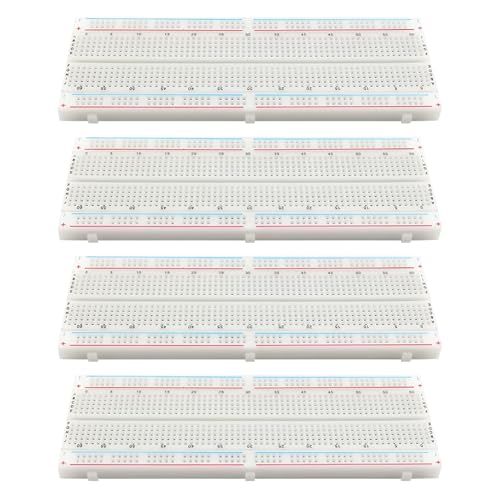 4 Pieces 830 Pin Breadboard Solderless Prototype PCB Board Kit, Solderless Breadboard 830 Points for Electronic Prototypes, Test Circuits and Arduino Proto Shield Distribution Connection Blocks