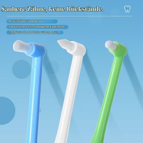 Tuft Toothbrush, Single Tufted Toothbrush, Pack of 3, Pointed / Round/Flat Bristles, Tufted Brush for Orthodontic Braces Bridge Detail Cleaning
