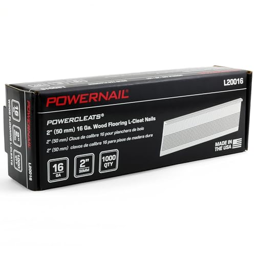 Powernail L20016 16 Gauge 2 Inch Length L-Cleat Nails for Hardwood Flooring (Box of 1000) 2 Inch (1000ct Box)